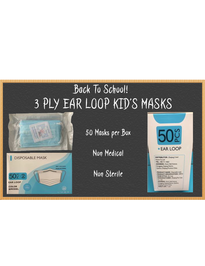 3 Ply Ear Loop Kid's Masks